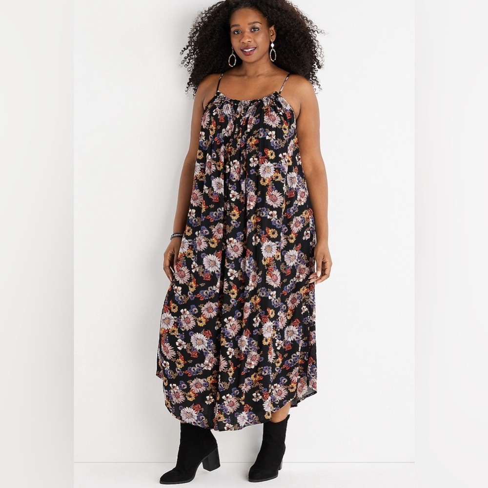 Maurices Dark Floral Maxi Dress Size M Bloomcore Boho Cottagecore Gypsy Granola